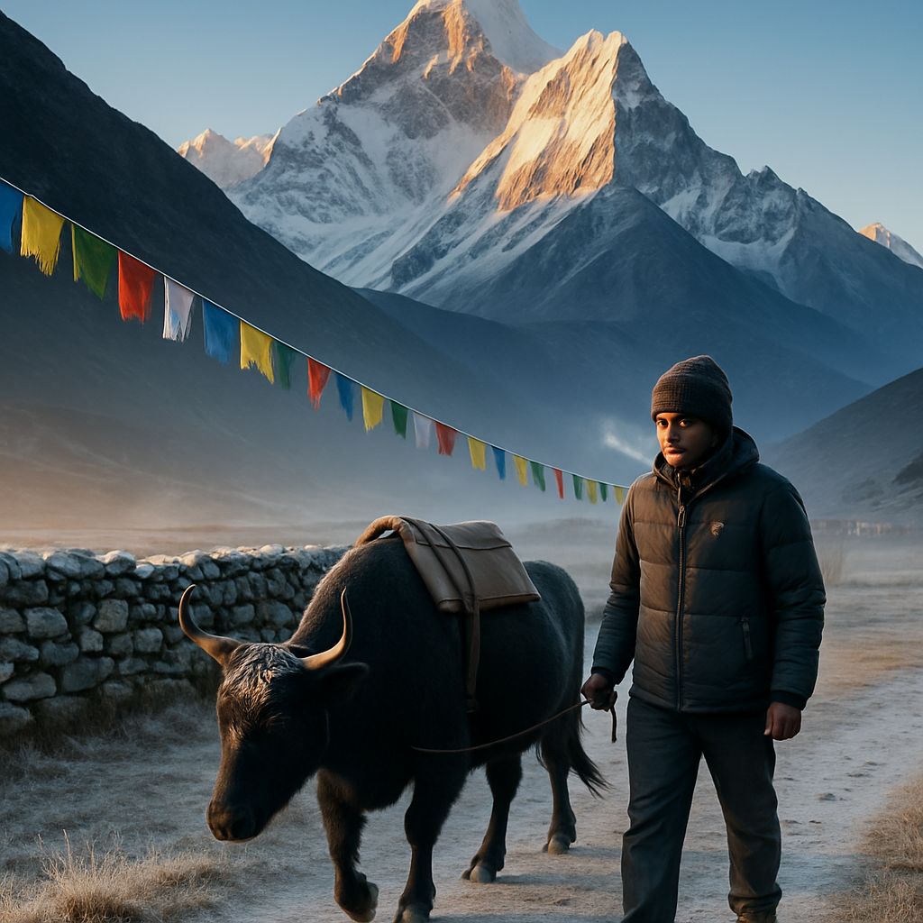 Sherpa Prayer Flags At Dingboche With Ama Dablam Morning Frost diamond painting