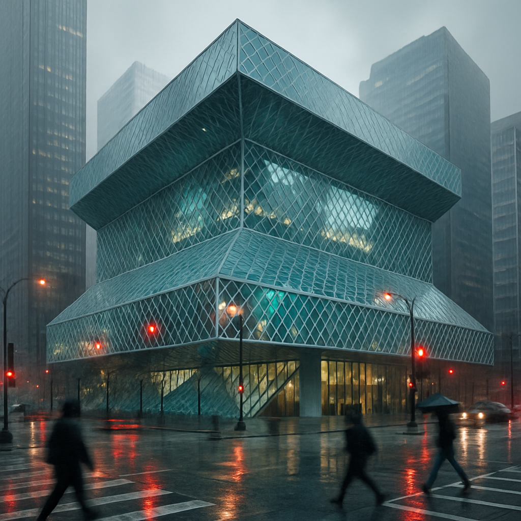 Seattle Central Library Painting by diamonds kit
