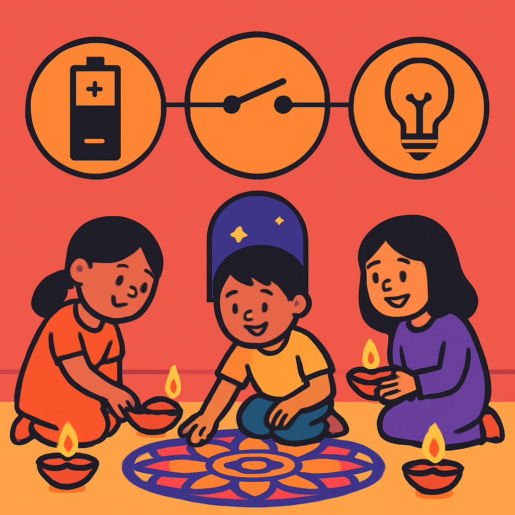 Diwali Lights And Circuit Switches Paint by diamonds kits