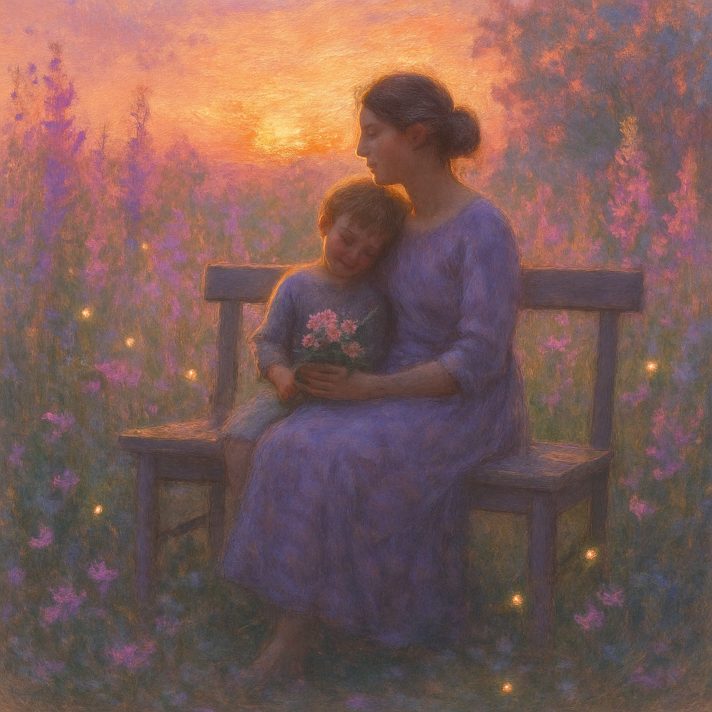 Garden Bench Lullaby Where Wildflowers Listen To Two Hearts DIY paint by diamonds