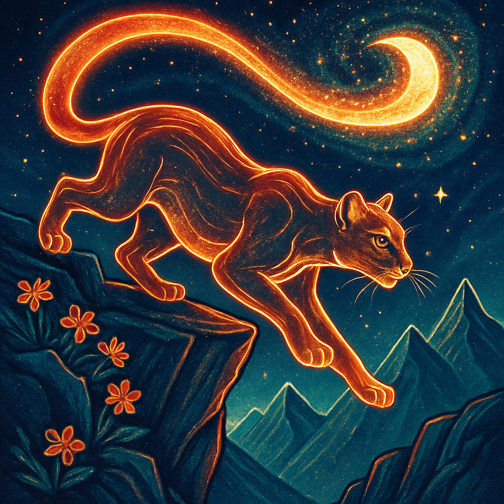 Comet Trail Mountain Lion Over The Ember Peaks DIY paint by diamonds