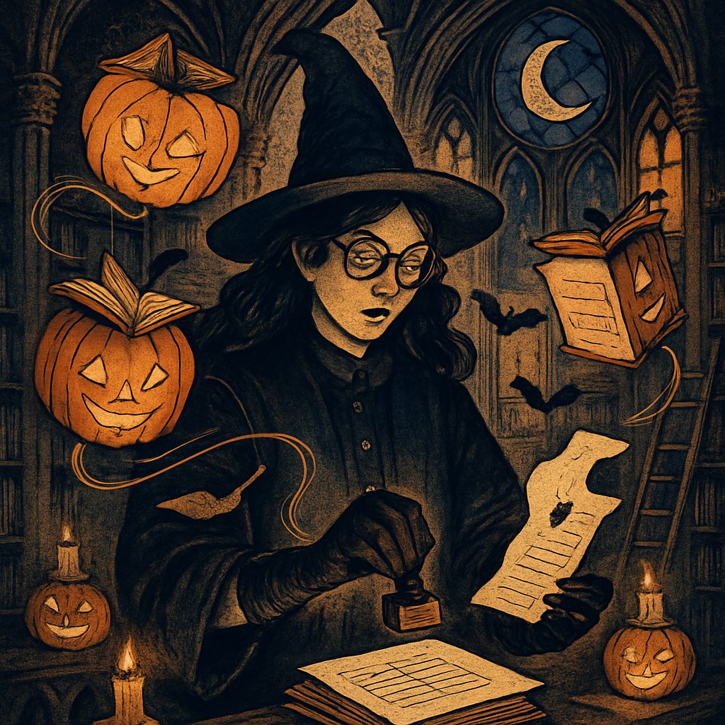Midnight Library Of Pumpkin Spells diamond painting