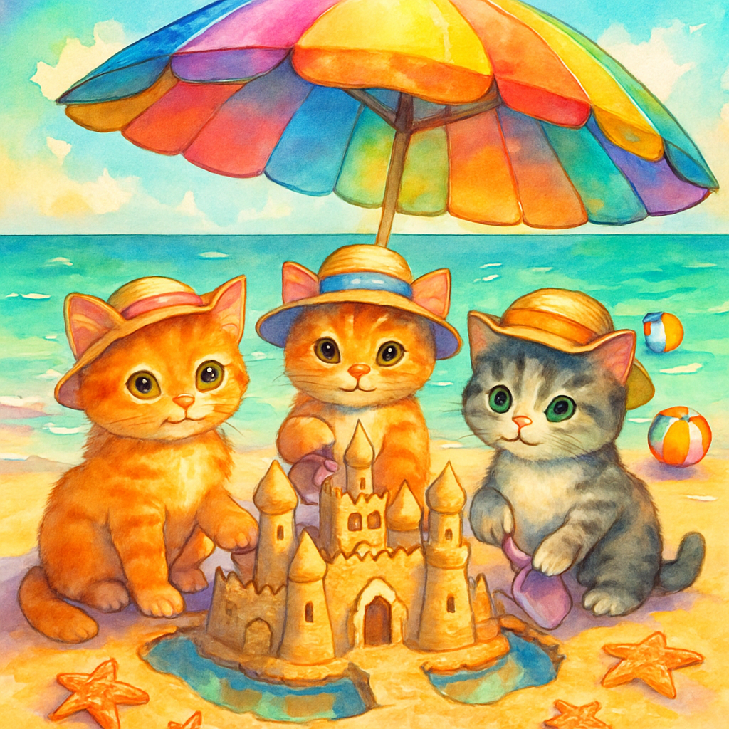 Sandcastle Engineers Under The Umbrella Paint by diamonds art