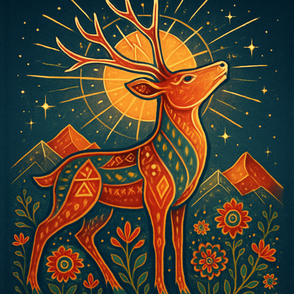 Sunrise Rosette Deer Of The Radiant Pass painting diamond kit