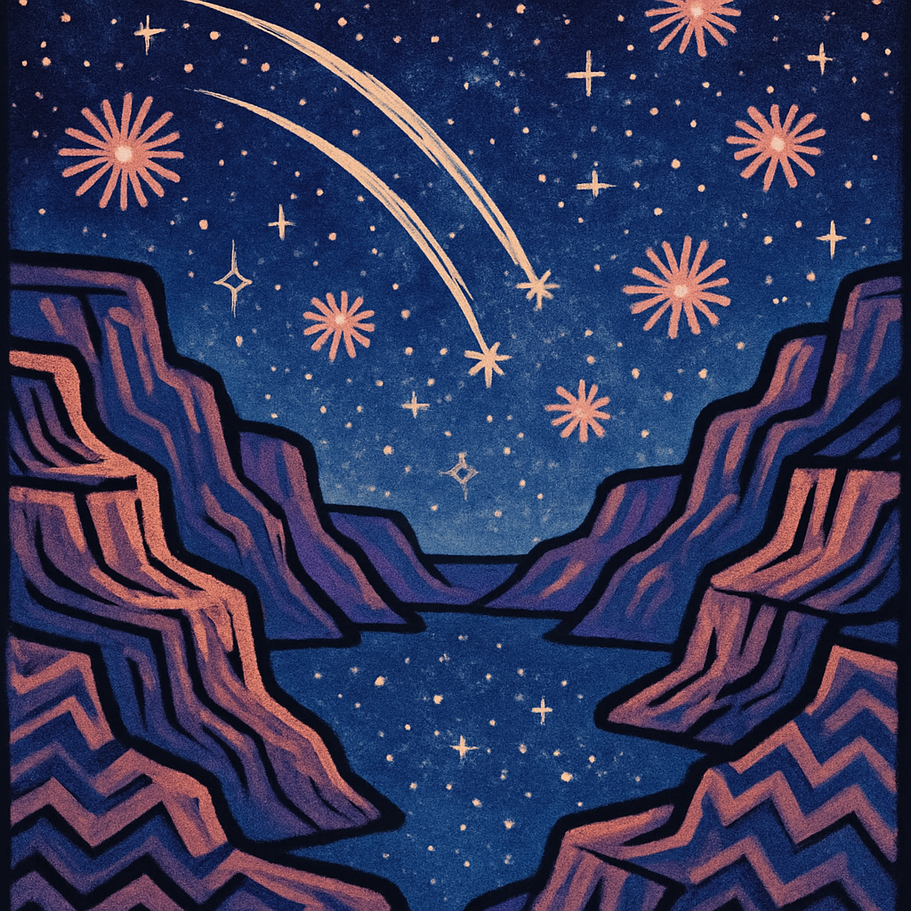 Starlit Canyon With Comet Blossoms paint by diamond