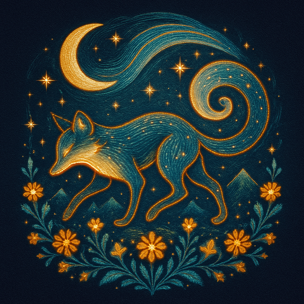 Aurora Thread Fox Among Moonlit Wildflowers paint by diamond