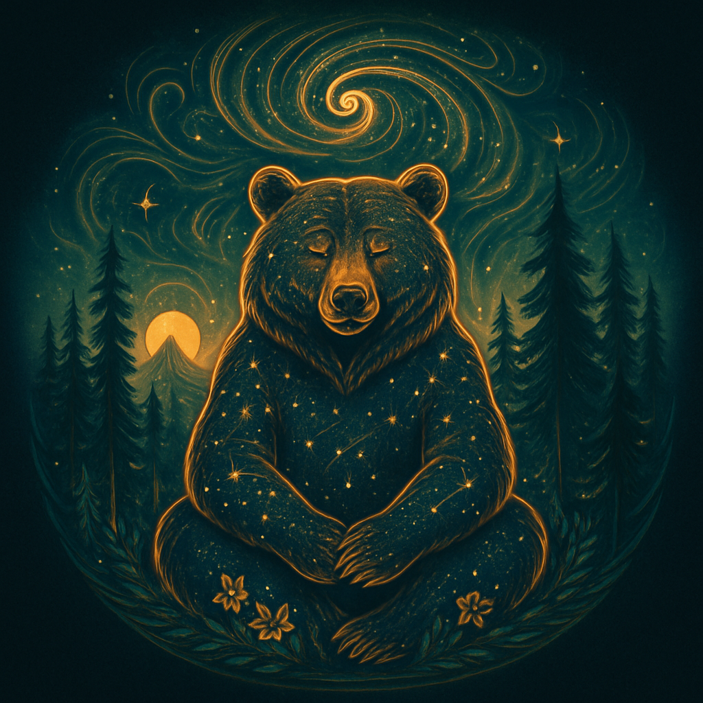 Forest Dream Bear Under A Spiral Sky paint by color