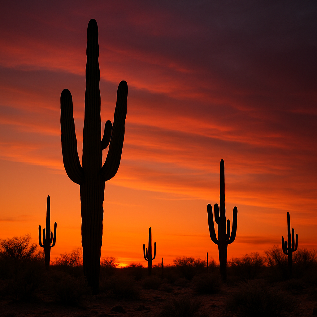 Saguaro Cactus Carnegiea Gigantea At Sunset diamond painting