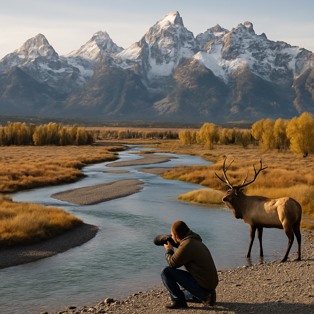 First Snow On The Tetons Above A Braided River painting diamond kit