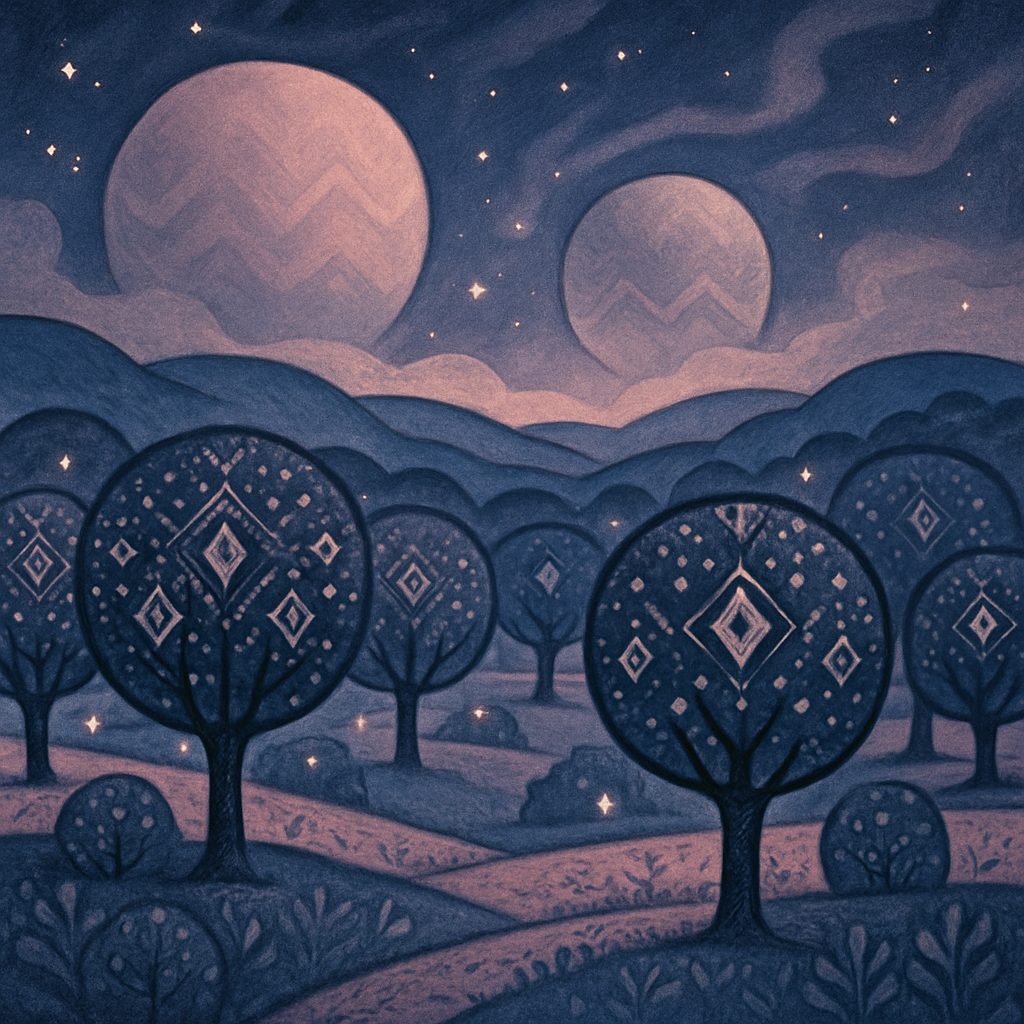 Twilight Orchard Under A Double Planet Sky Paint by diamonds kits