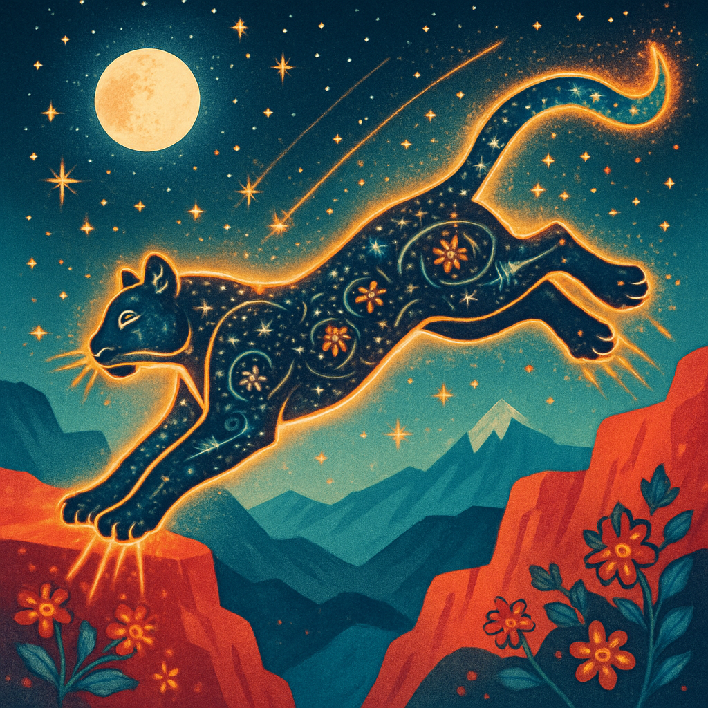 Celestial Spirit Mountain Lion In Starfall Canyon paint by diamond
