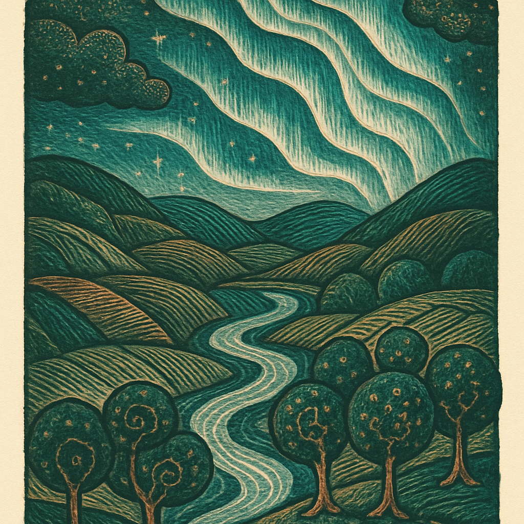 Aurora Orchard Over Patchwork Hills Painting by diamonds kit