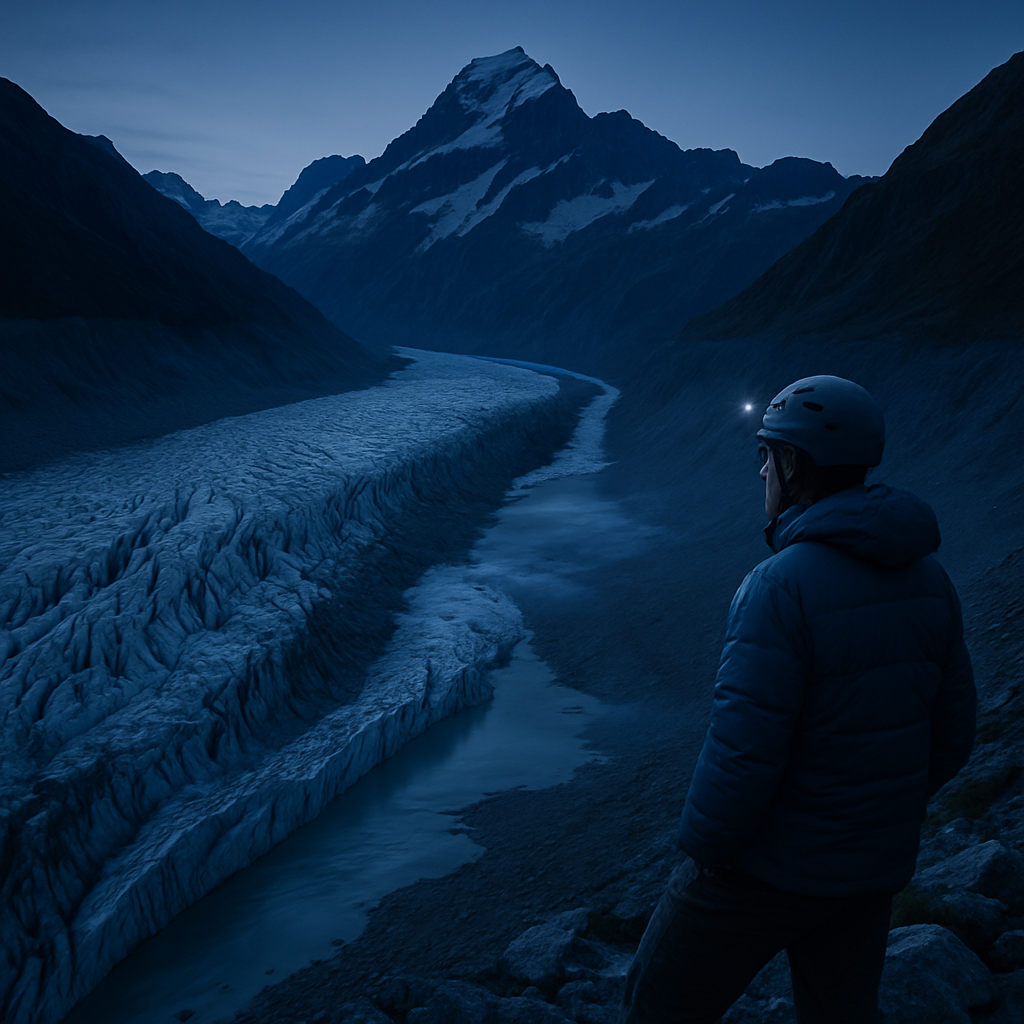 Aoraki Mount Cook Blue Hour Over Tasman Glacier DIY paint by diamonds