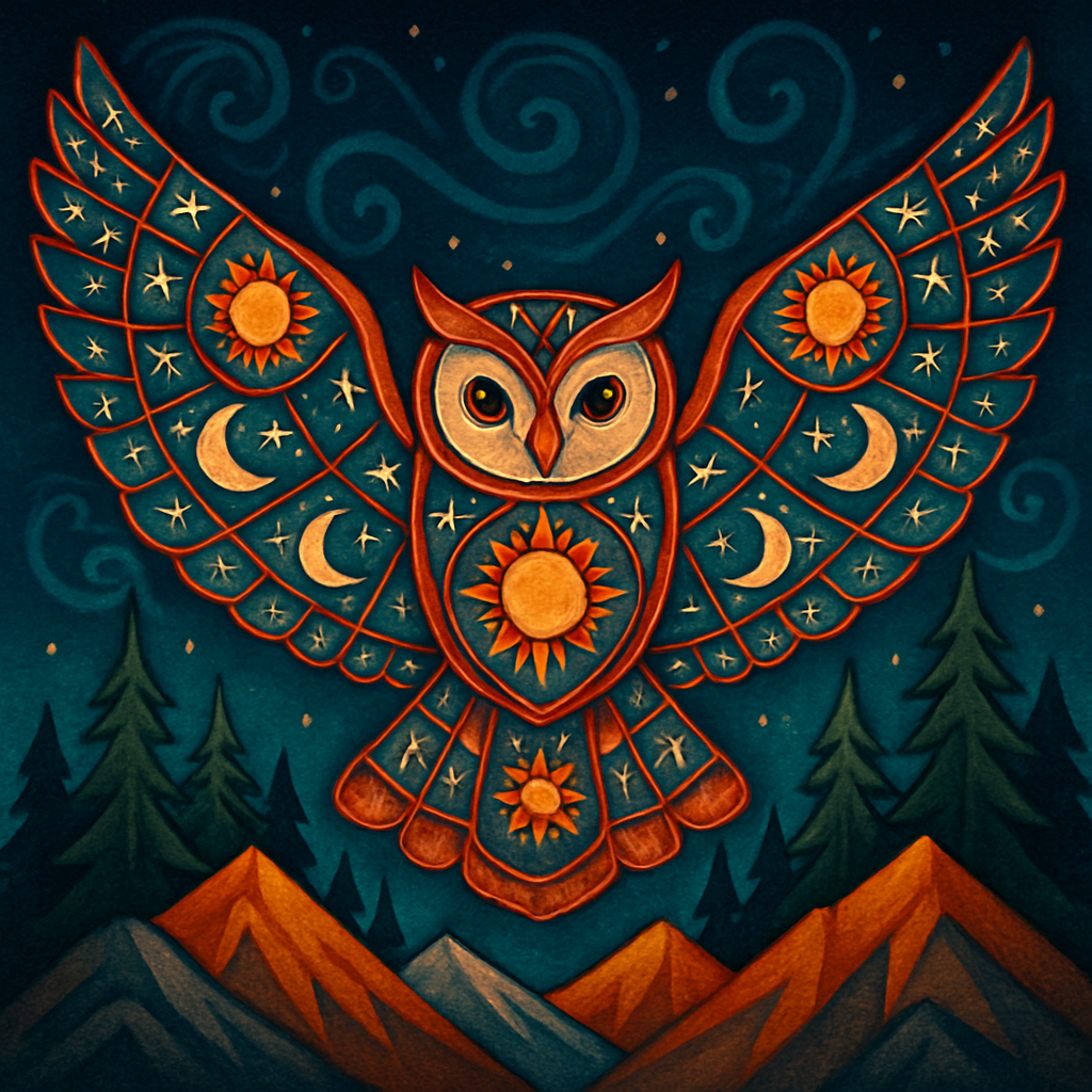 Starglass Owl Over The Quiet Peaks paint by color