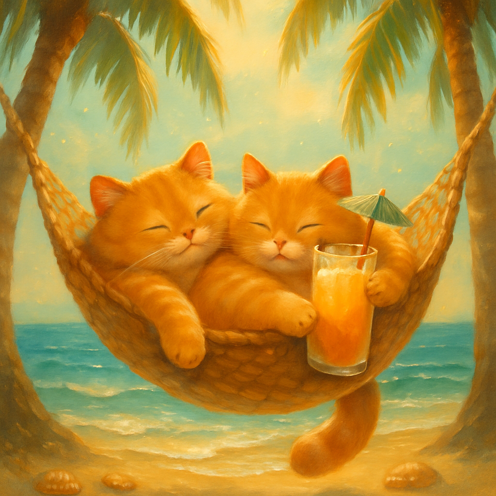 Hammock Siesta Cats In Pineapple Shade DIY paint by diamonds