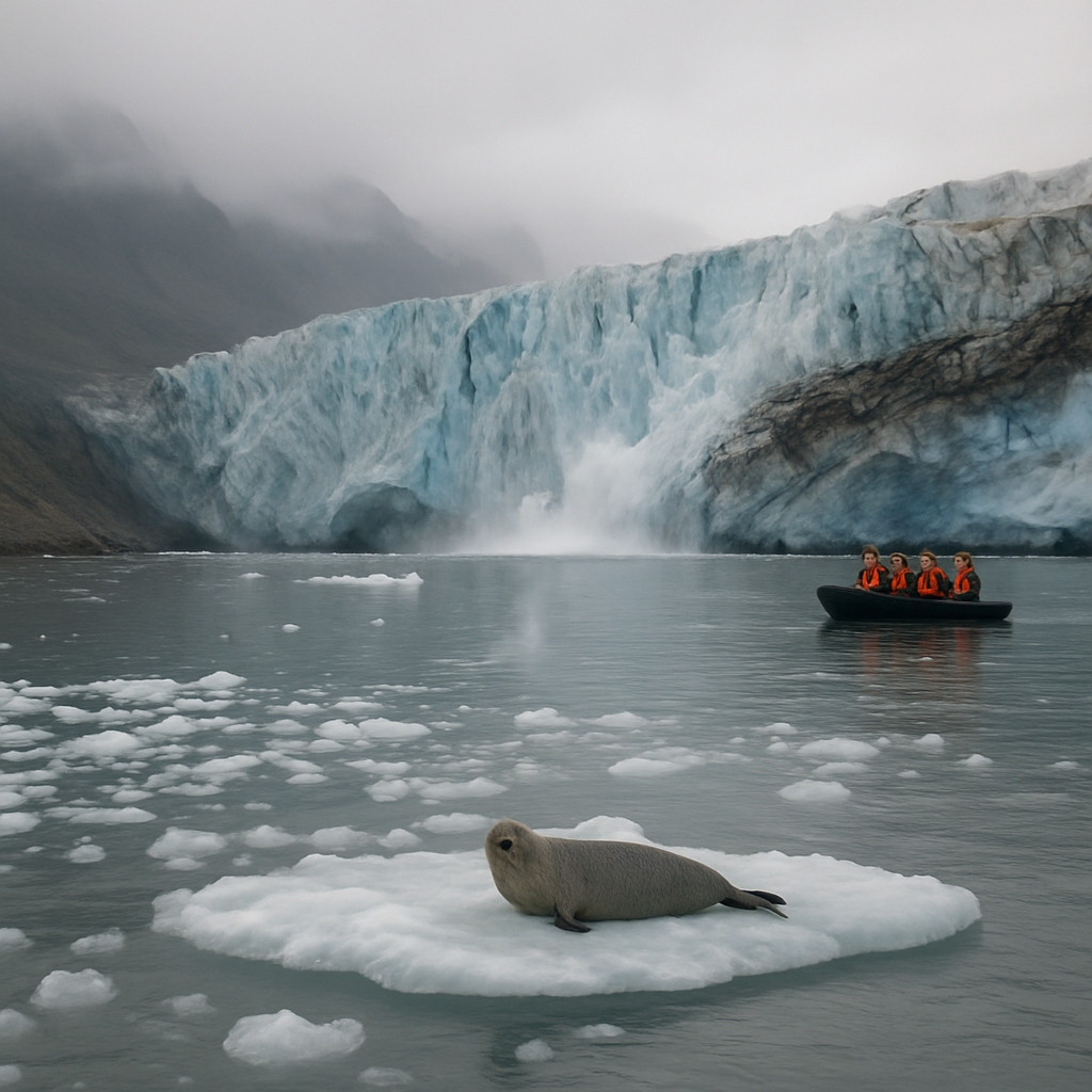 Spitsbergen Glacier Front In Svalbard Summer Fog Painting by diamonds kit