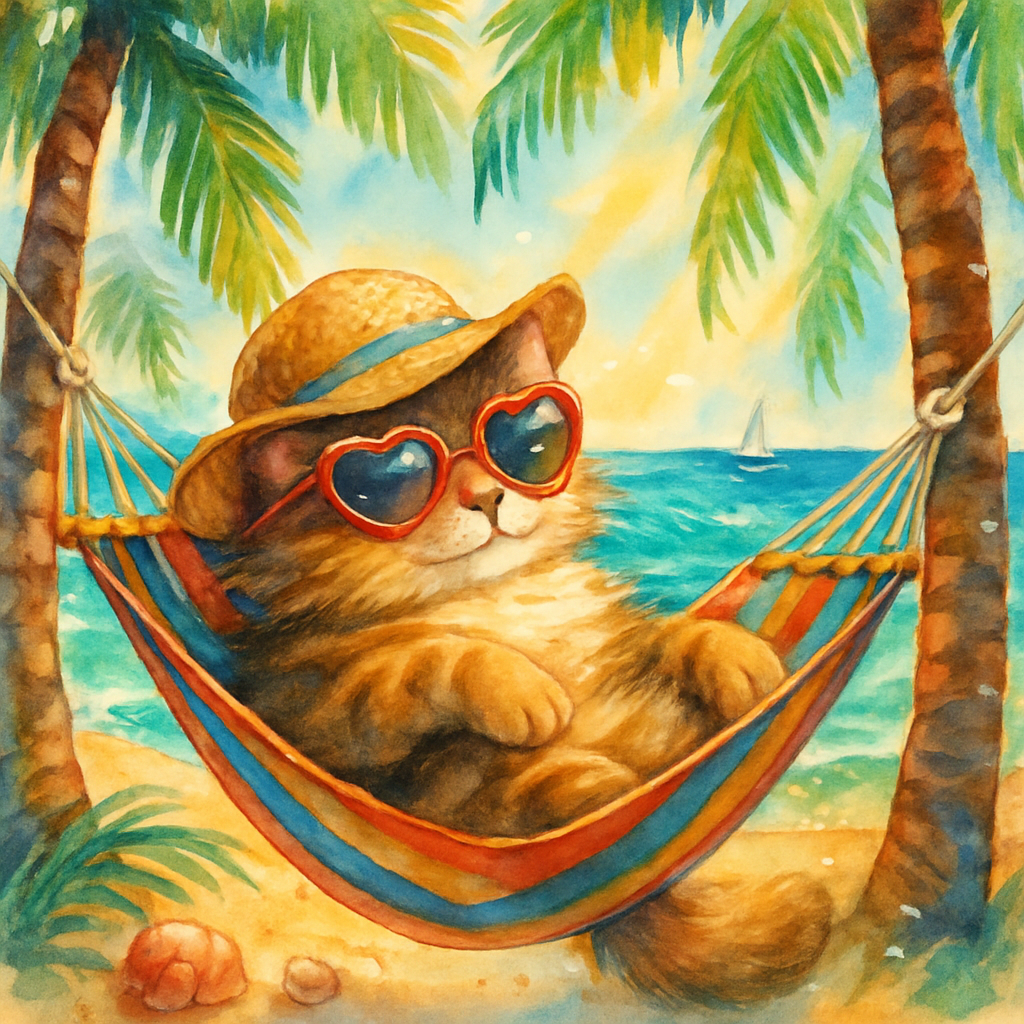 Hammock Siesta Under Coconut Palms diamond painting