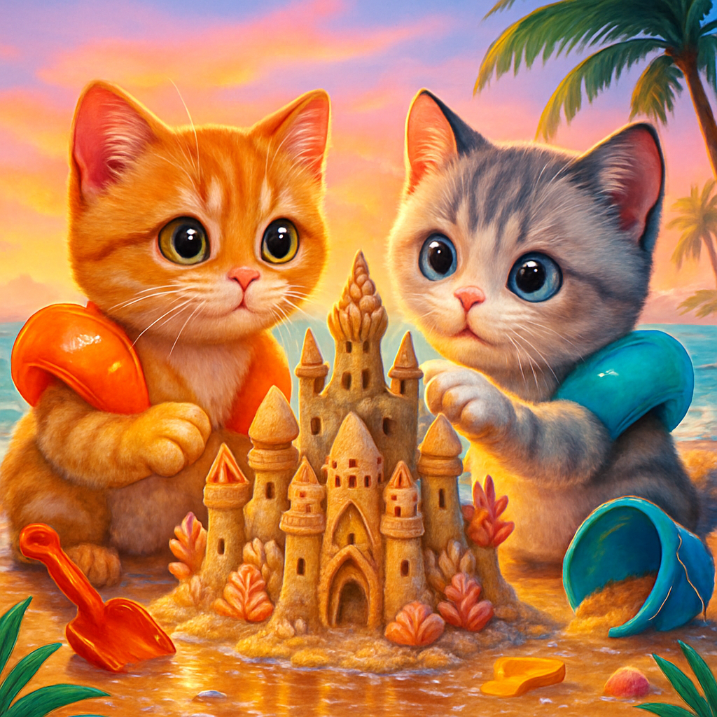 Sandcastle Engineers At Sunrise Cove painting diamond kit