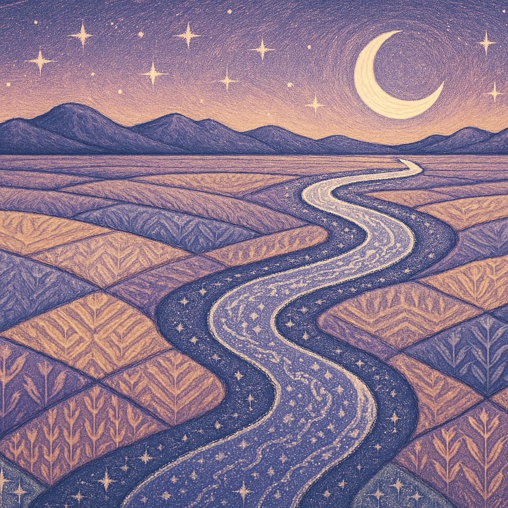Moonlit Quilted Steppe With Comet Rivers DIY paint by diamonds