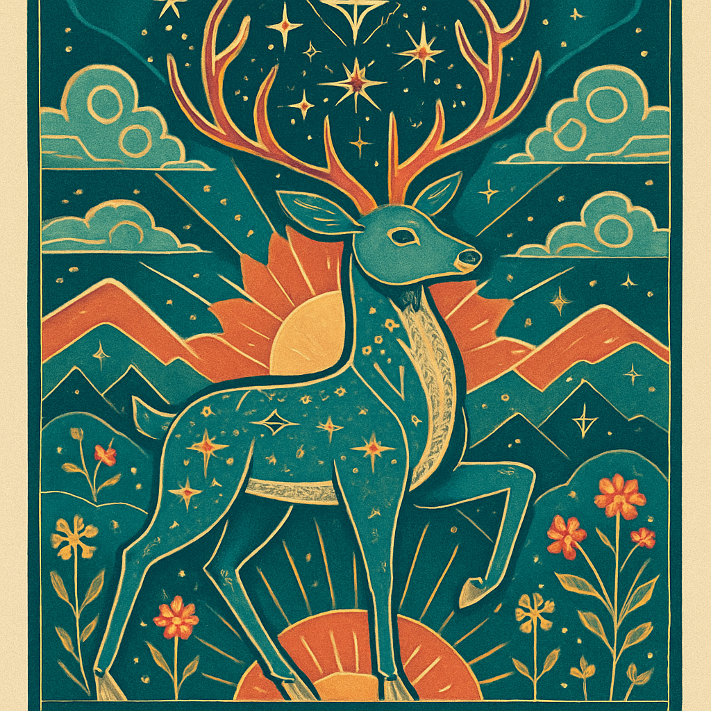 Sunrise Compass Deer Of The Sky Meadows paint by color