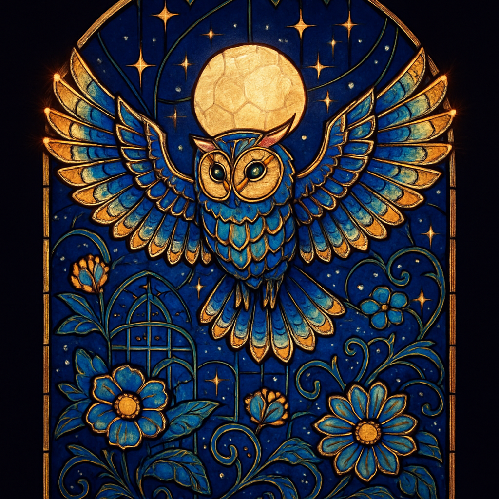 Stained Glass Owl In The Midnight Conservatory painting diamond kit