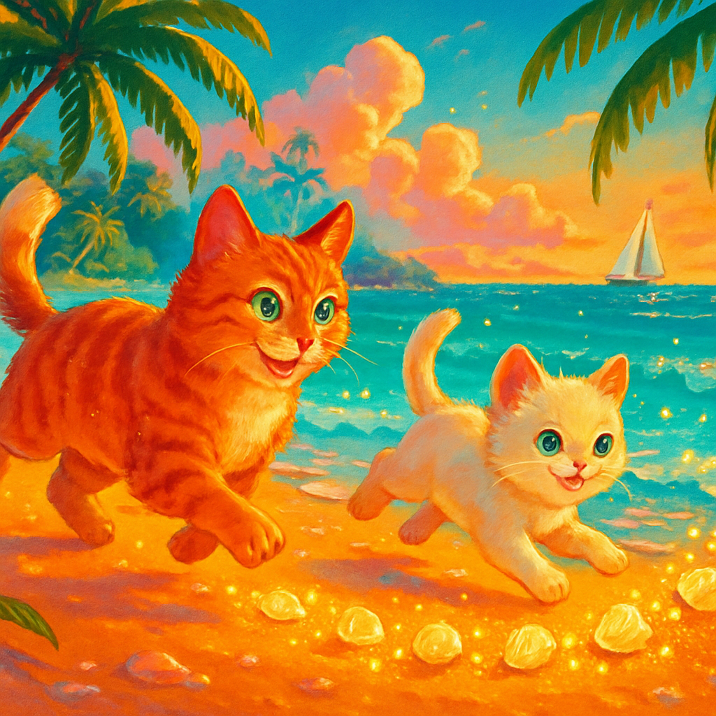 Seashell Treasure Chase Along Coral Shore painting diamond kit