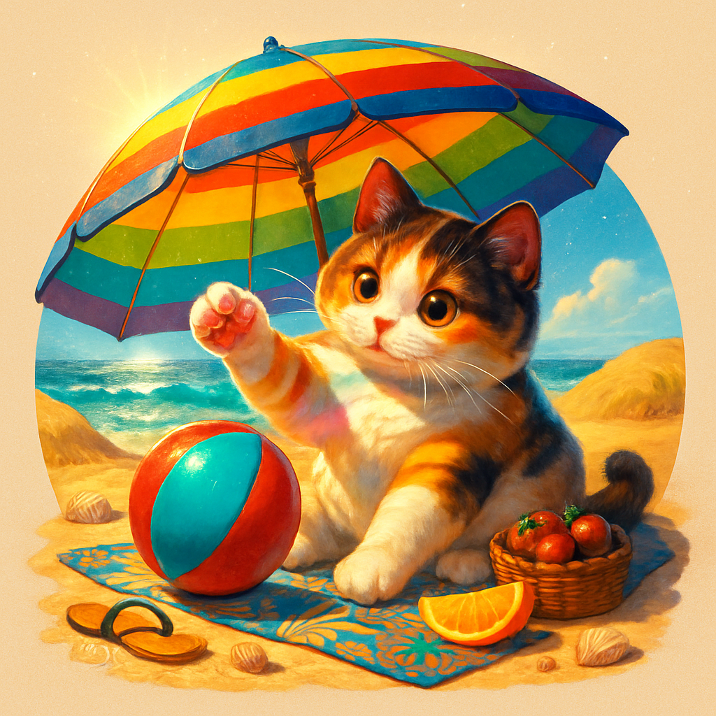 Umbrella Shadow Picnic With Beach Ball Mischief Paint by diamonds art
