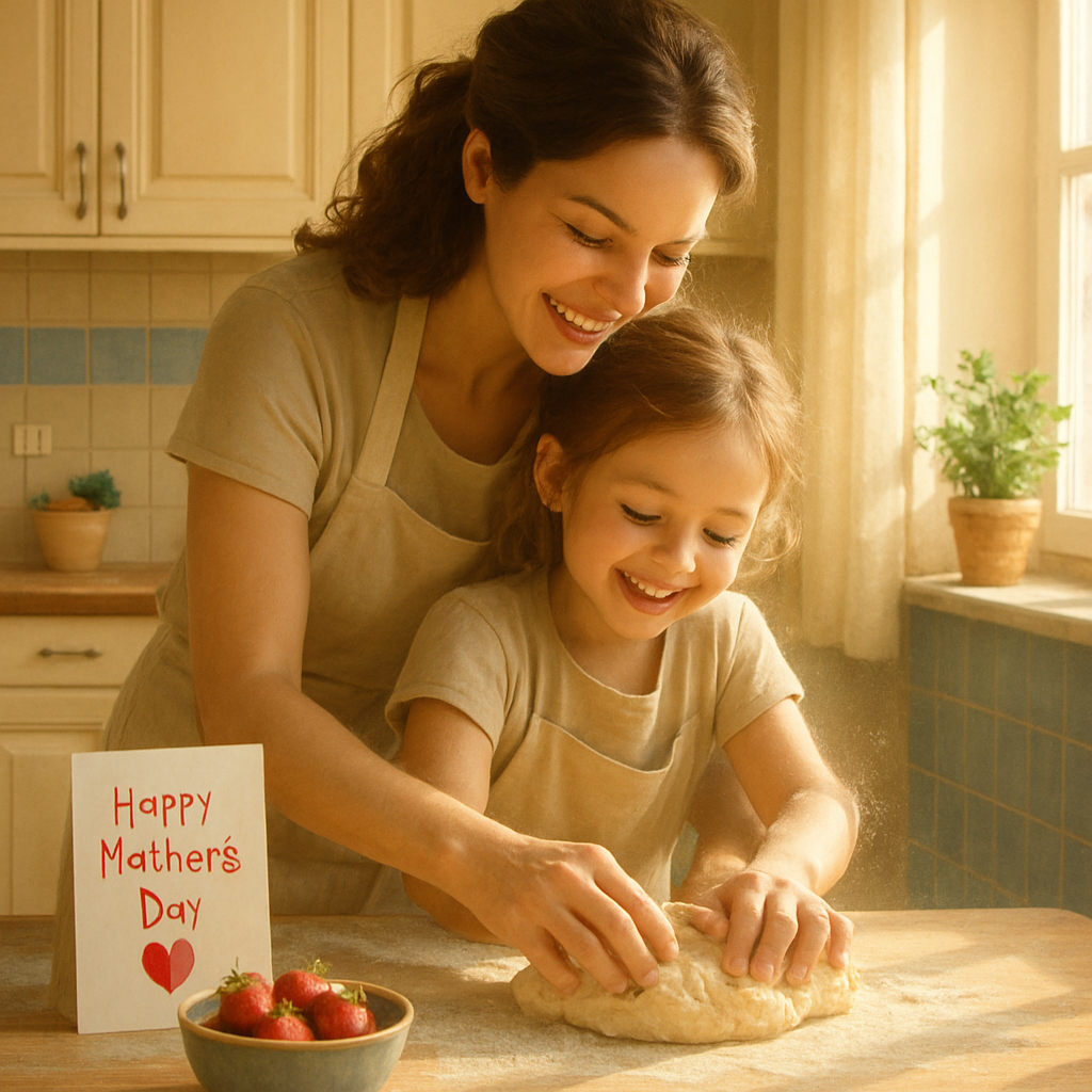 Flour Dust And Heartbeats: A Mother And Child Baking The Memory Of Home Painting by diamonds kit