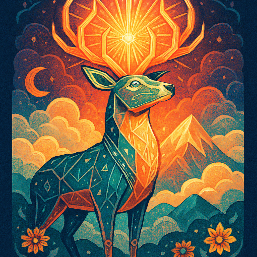 Sunrise Antler Crown Deer Above The Cloud Mountains diamonded painting kits