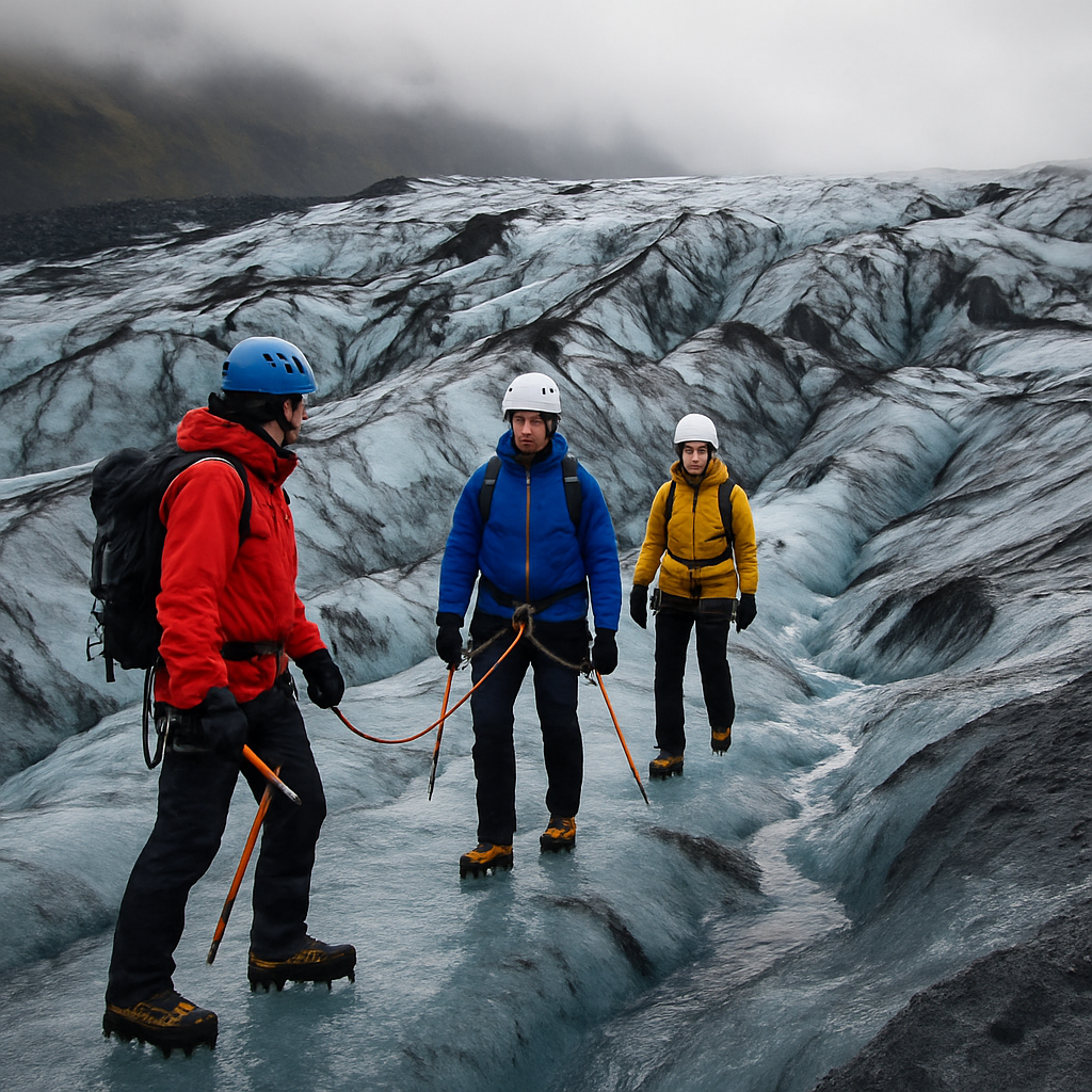 Glacier Tongue Of The Sólheimajökull With Safety-Roped Ice Walkers Paint by diamonds art
