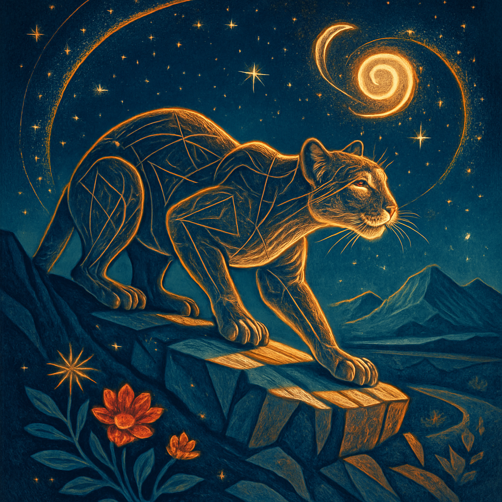 Crater Rim Mountain Lion Under The Twin Moons Spiral painting diamond kit