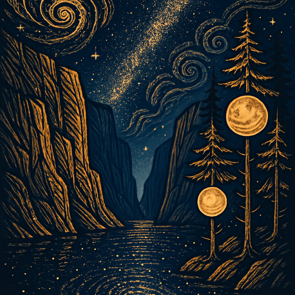 Galactic Fjord With Lantern Pines diamonded painting kits