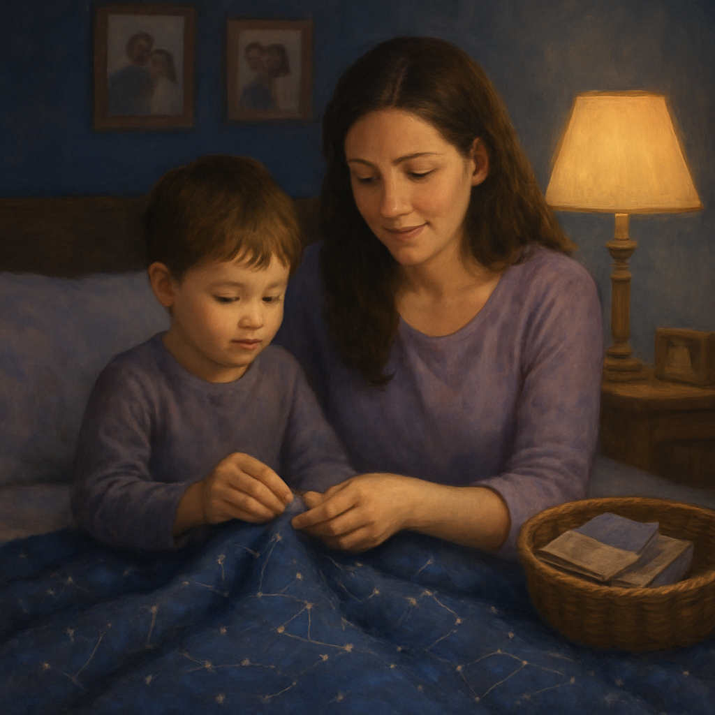 Starlit Lullaby Quilt A Mother And Child Sew Their Night Sky paint by color