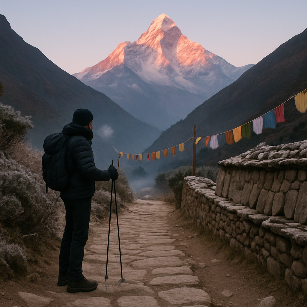 Alpenglow On Ama Dablam From Pangboche Trail Paint by diamonds art