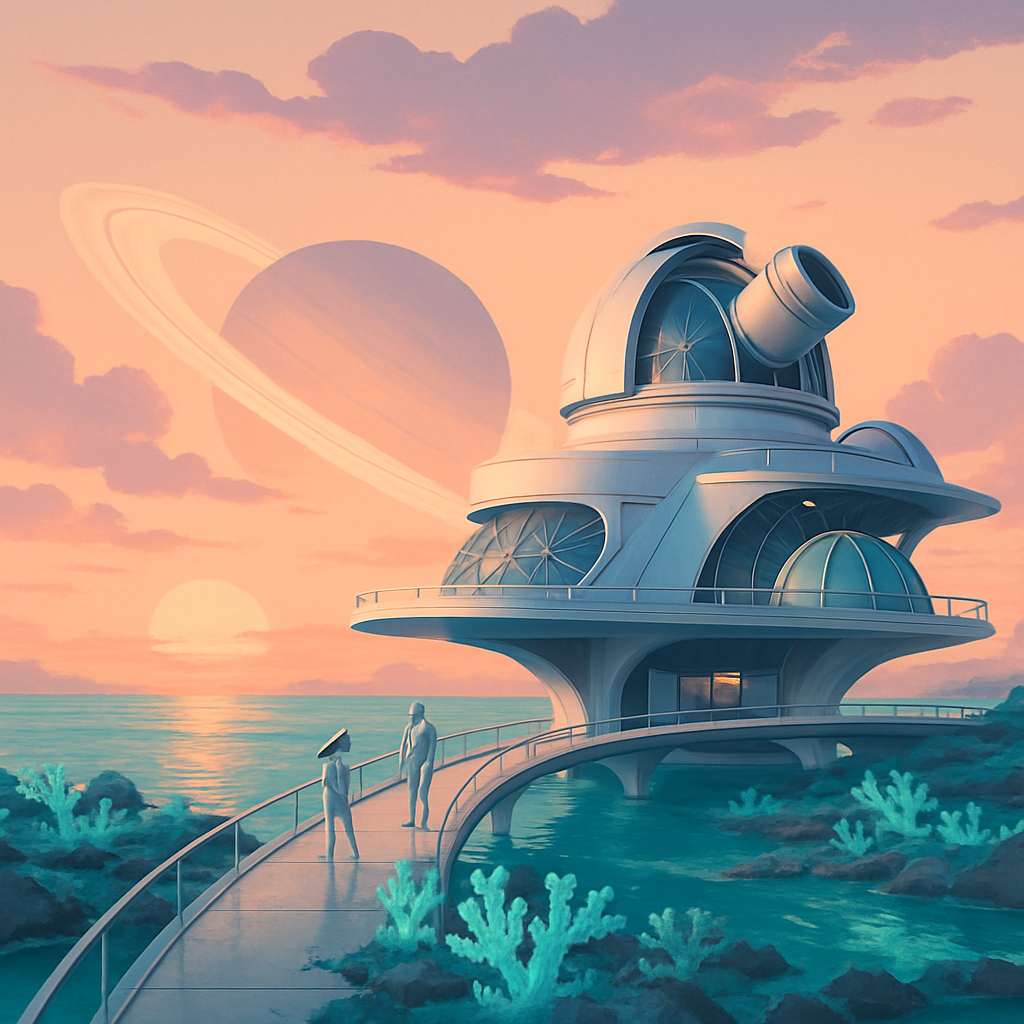 Floating Observatory Over Coral Planet Paint by diamonds art