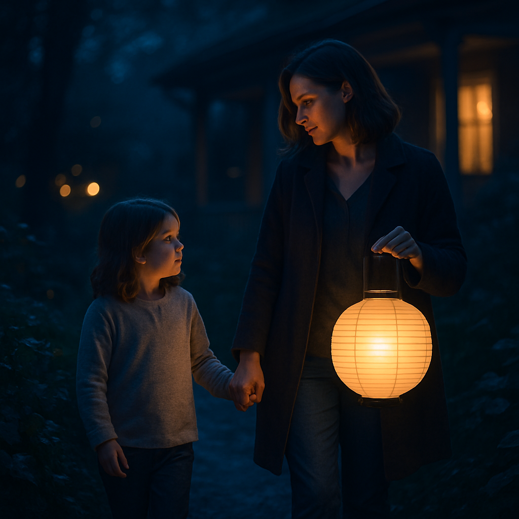 Lantern Walk Promises A Mother And Child Light The Path Home DIY paint by diamonds