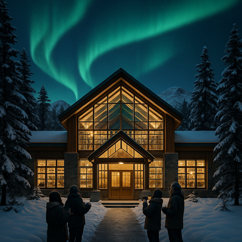 Stargazer Library In Snowy Mountains DIY paint by diamonds