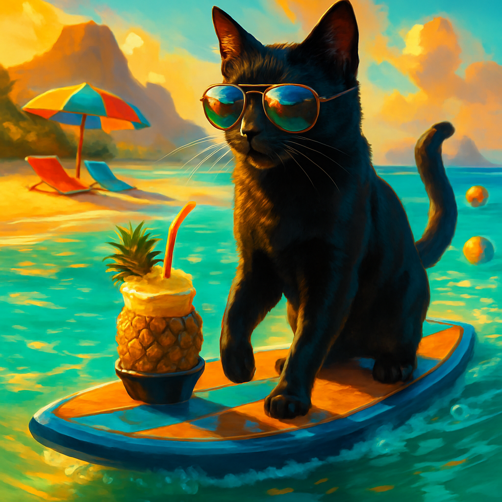 Pineapple Smoothie Paddle Cat diamonded painting kits