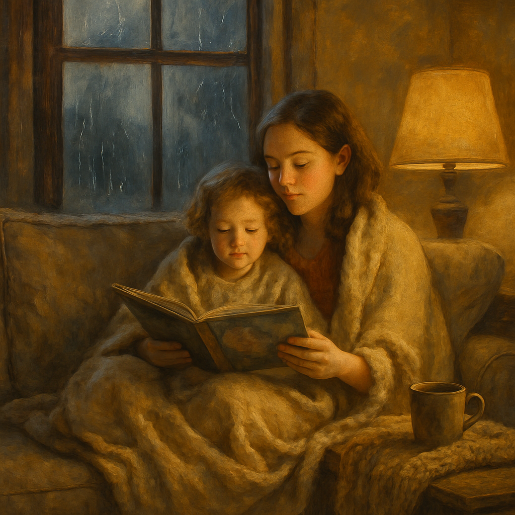 Rainy Window Storytime Mother And Child Share A Harbor Of Quiet diamonded painting kits