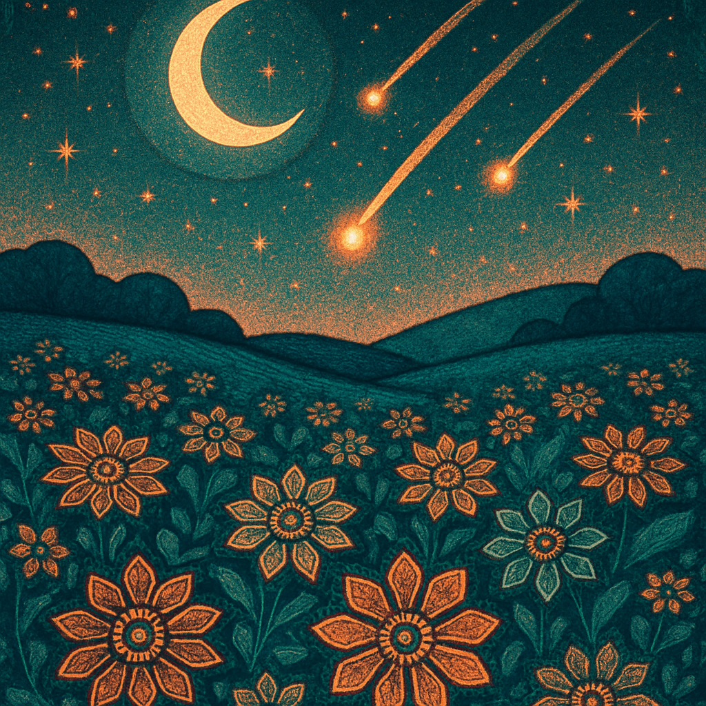 Starlit Meadow With Comet Lanterns Paint by diamonds kits