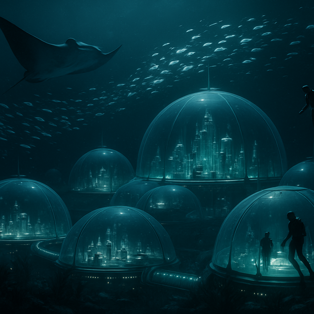 Underwater Dome City At Midnight paint by color