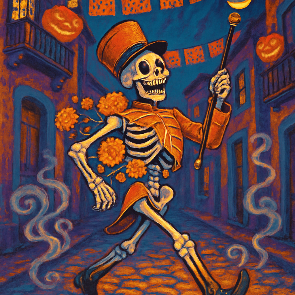 Midnight Marigold Skeleton Parade Paint by diamonds art