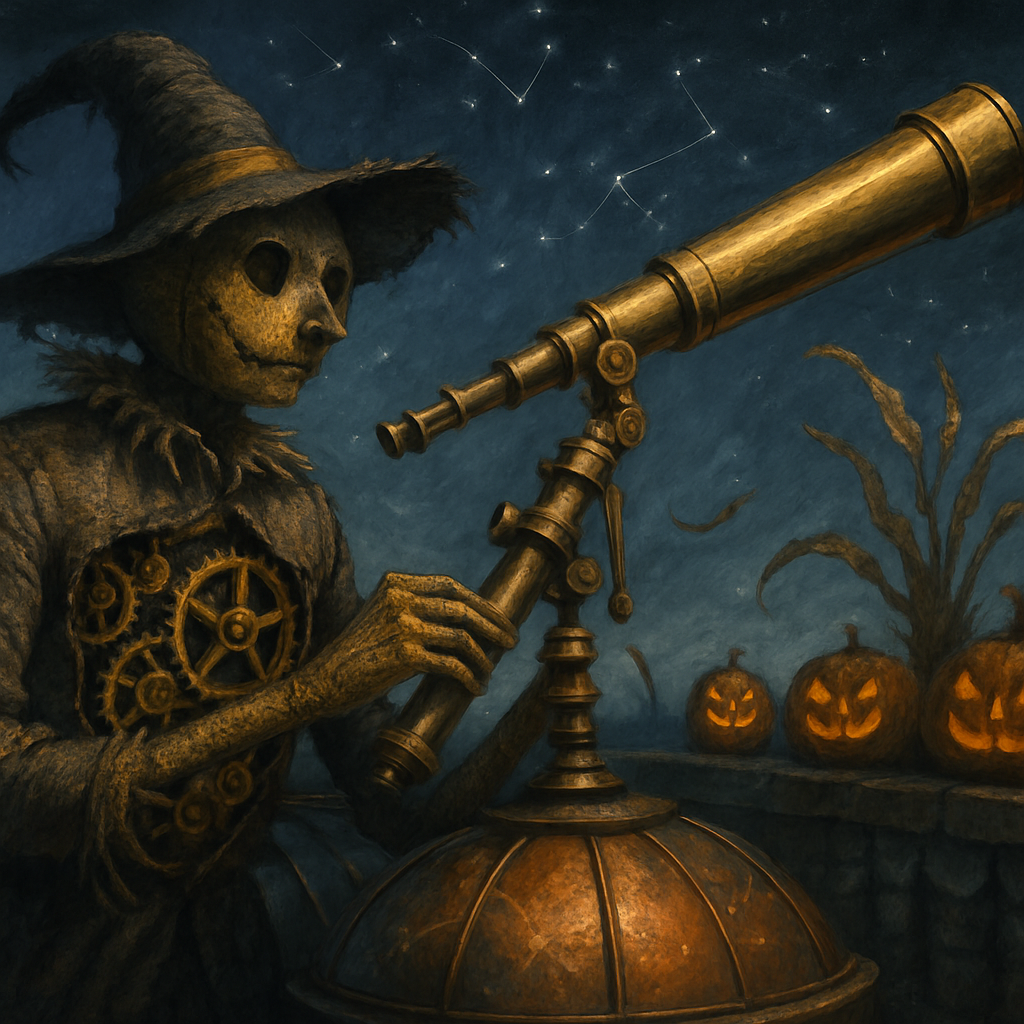 Clockwork Scarecrow On The Rooftop Observatory paint by diamond