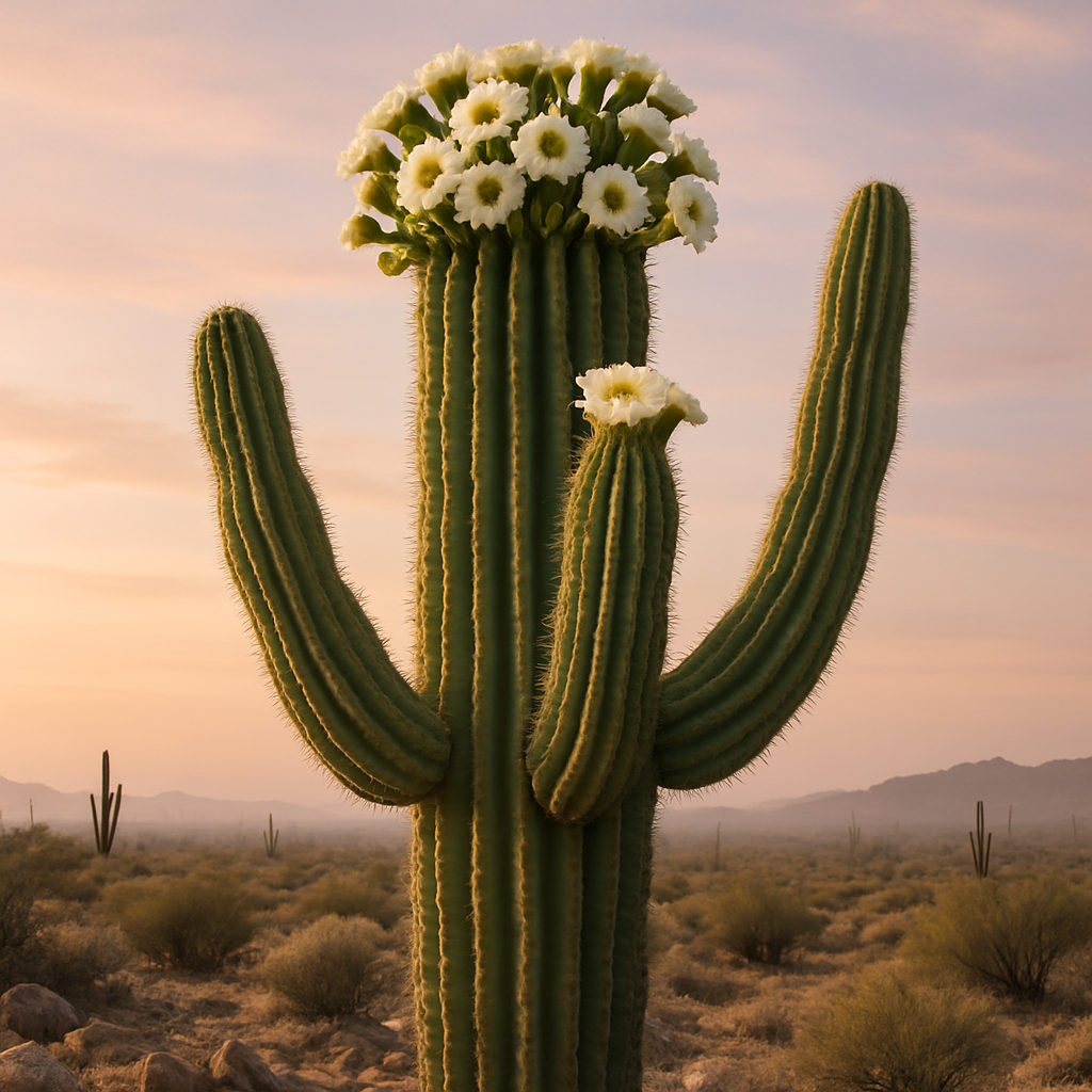 Saguaro Bloom In Sonoran Dawn Painting by diamonds kit