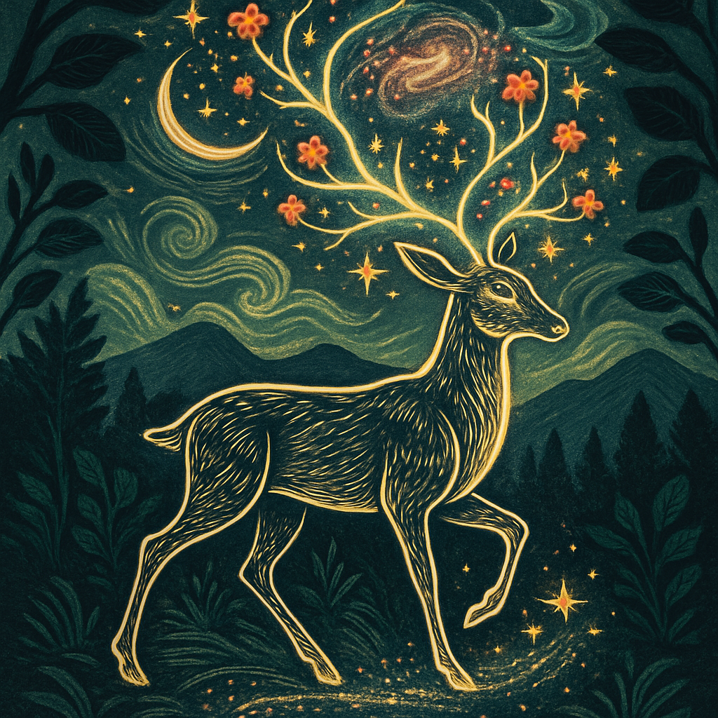 Forest Dream Deer With Nebula Antlers DIY paint by diamonds