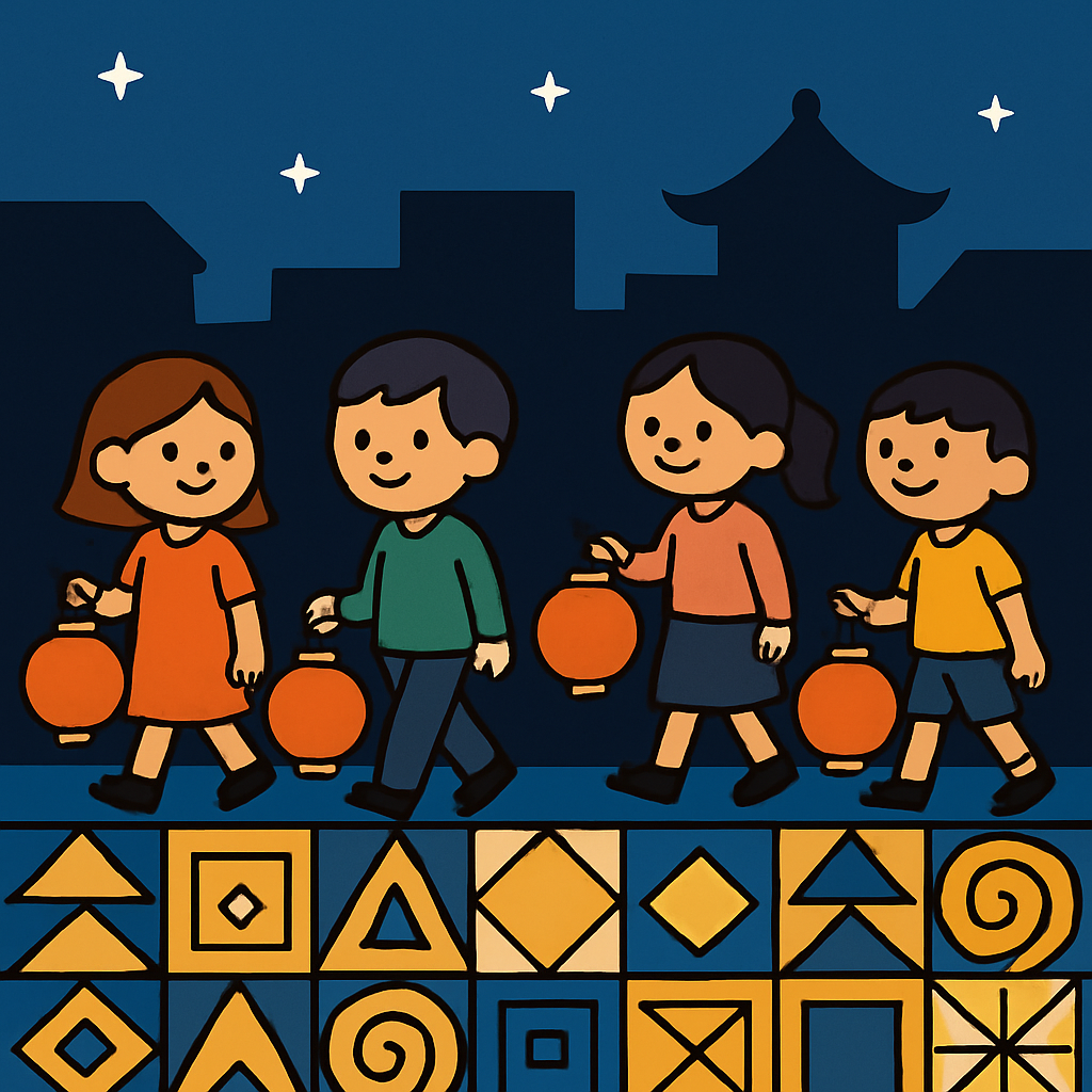 Lantern Festival Math Patterns Night Walk paint by color