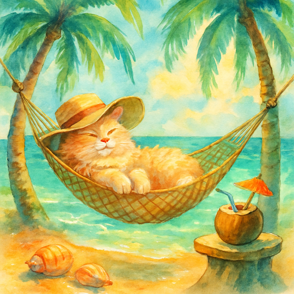 Lagoon Hammock Siesta Cat diamonded painting kits