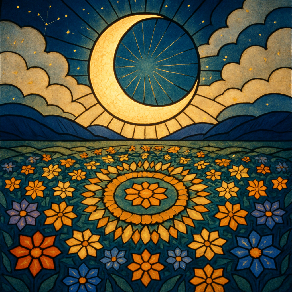 Sunwheel Meadow Beneath A Crescent Halo DIY paint by diamonds