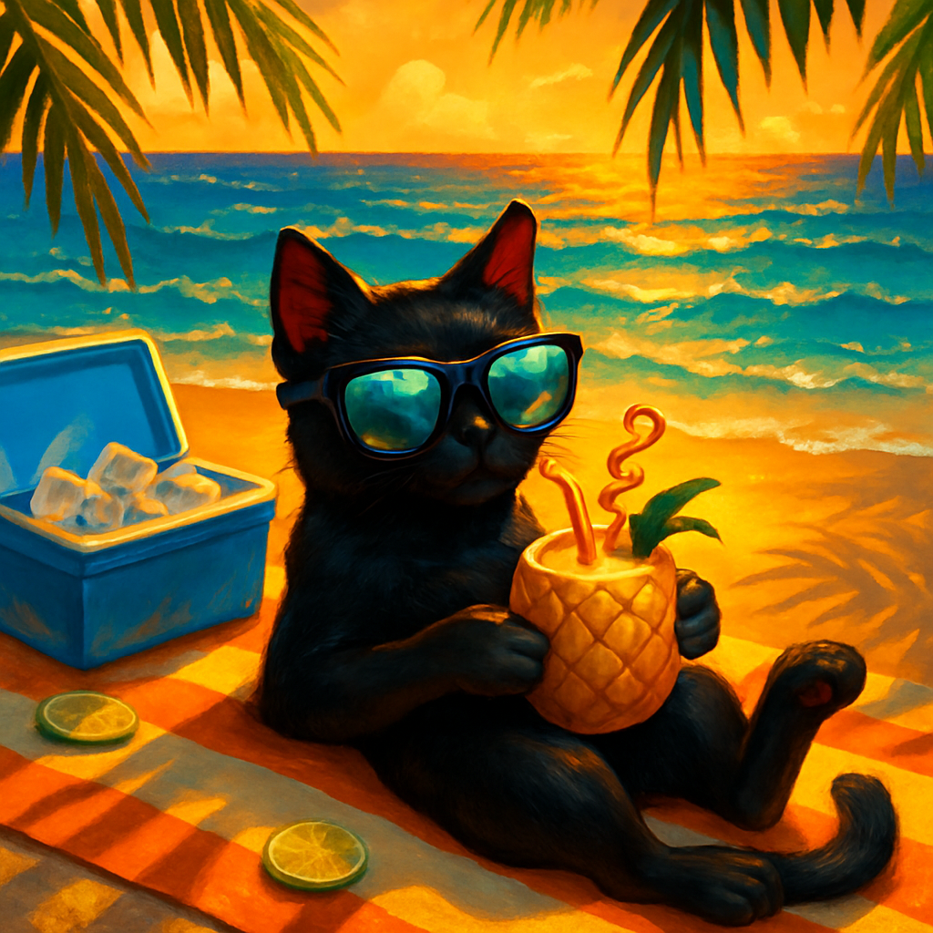 Pineapple Cooler Surfside Cat diamond painting