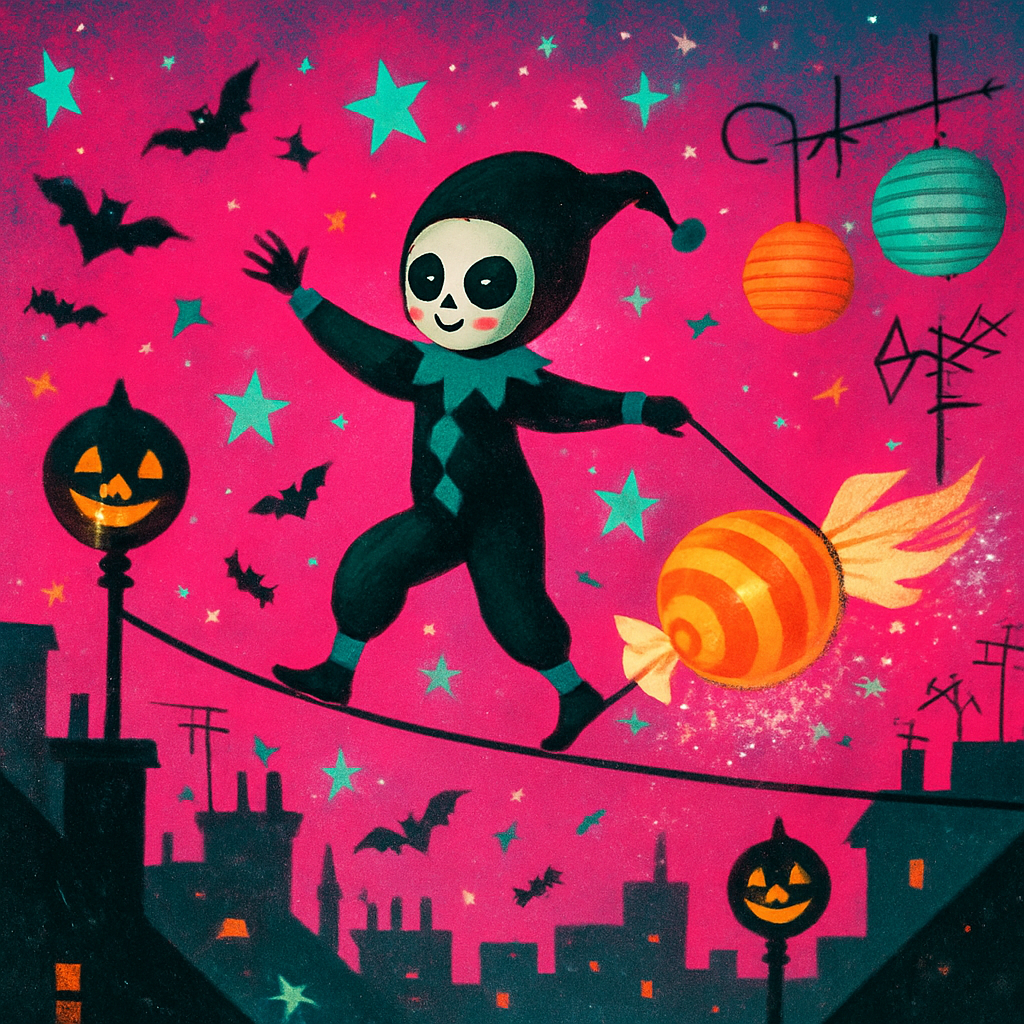 Candy Comet Parade On The Rooftop Tramline paint by color